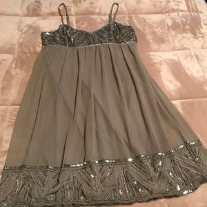 Beaded grey babydoll dress